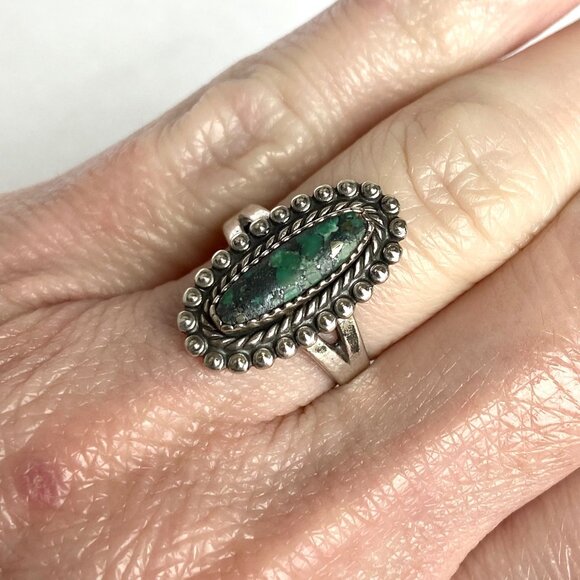 VTG Bell Trading Sterling Silver 925 Southwest Style Green Turquoise Ring 5.25 - Picture 3 of 16